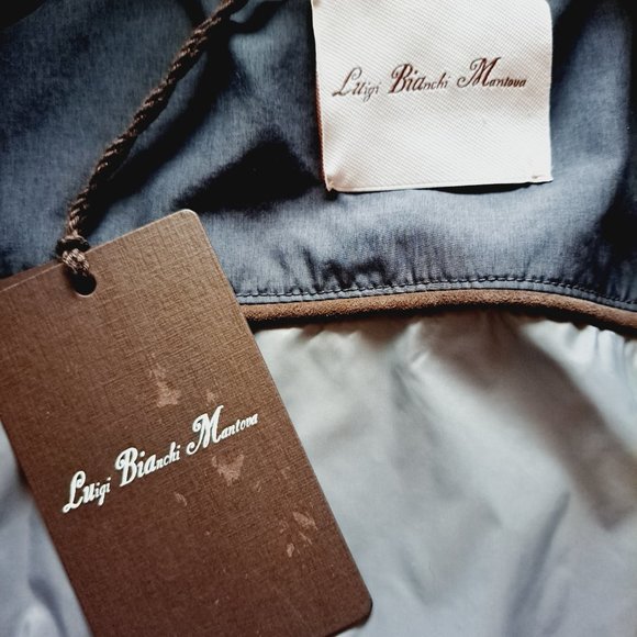 NEW Luigi Bianchi Mantova Navy Quilted Padded Jacket with Tricot Sleeves 50R / M - Picture 12 of 16